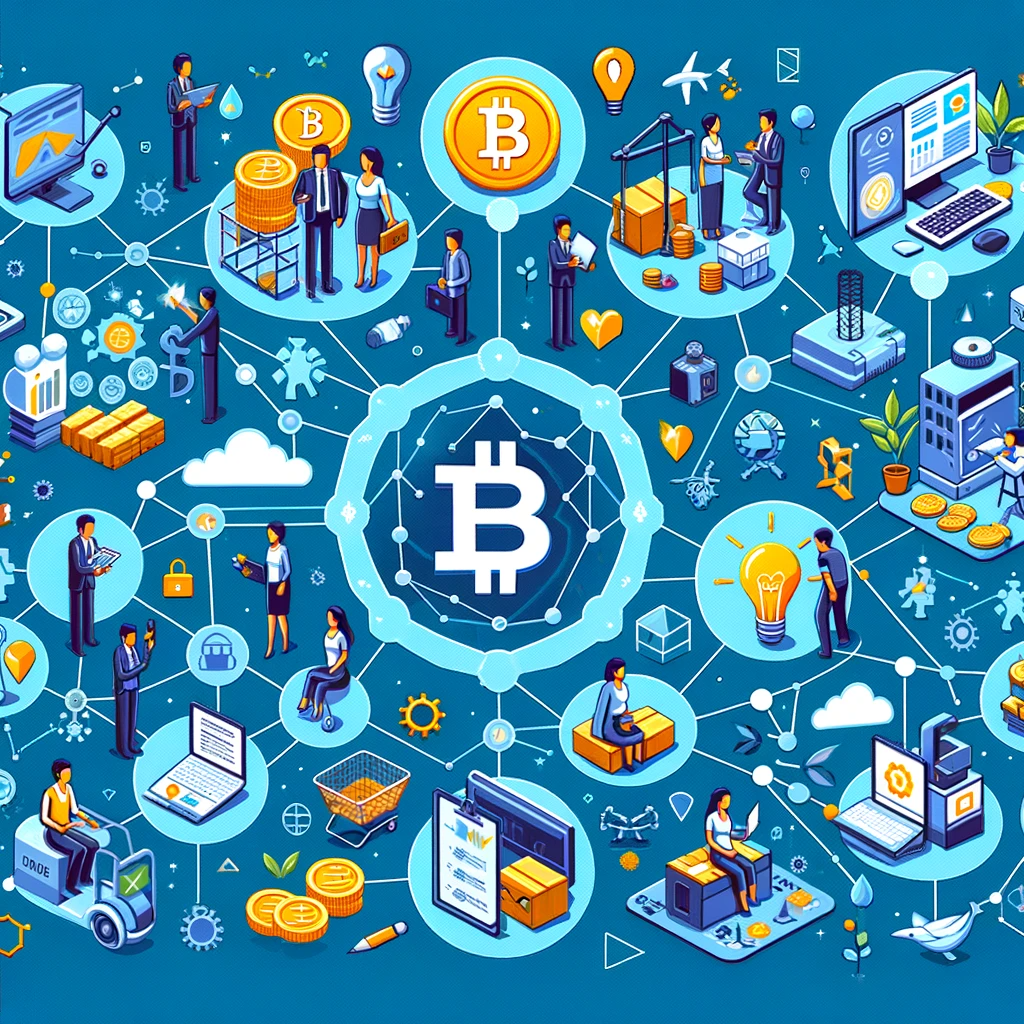 DALL·E 2023-12-24 18.56.12 - Illustration showing diverse applications of blockchain technology in various fields such as finance, supply chain, healthcare, and voting systems, re.png
