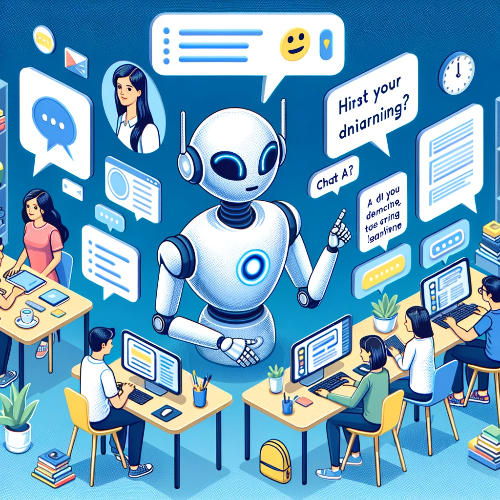 DALL·E 2023-12-24 19.00.32 - Illustration showing ChatGPT-4 being used in an educational setting, with students interacting with the AI on various devices, showcasing its role in .png